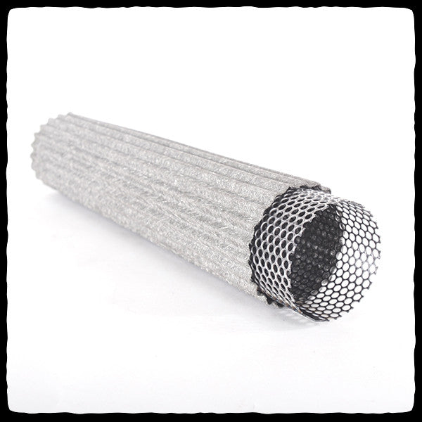 Barker's Performance Complete Muffler Repack Kit - High Temp Stainless Steel Fiber Wool Mat sticking out of Inner Core Baffle - diagonal