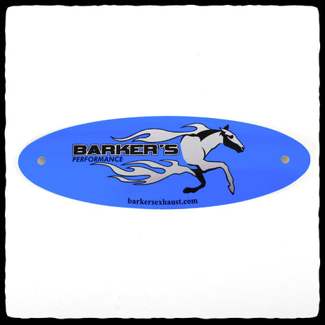 Blue Barker's Exhaust Replacement Tag