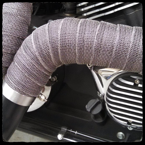 Black DEI EXO Exhaust Wrap on Victory Hammer