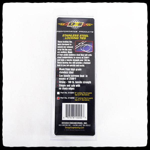 DEI Stainless Steel Locking Ties in Packaging - Barker's Performance - Back