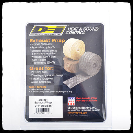 DEI Standard Black Exhaust Wrap in Packaging - Back