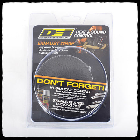 DEI Standard Black Exhaust Wrap in Packaging - Front