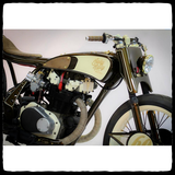 Tan DEI Exhaust Wrap on MM Customs Bike